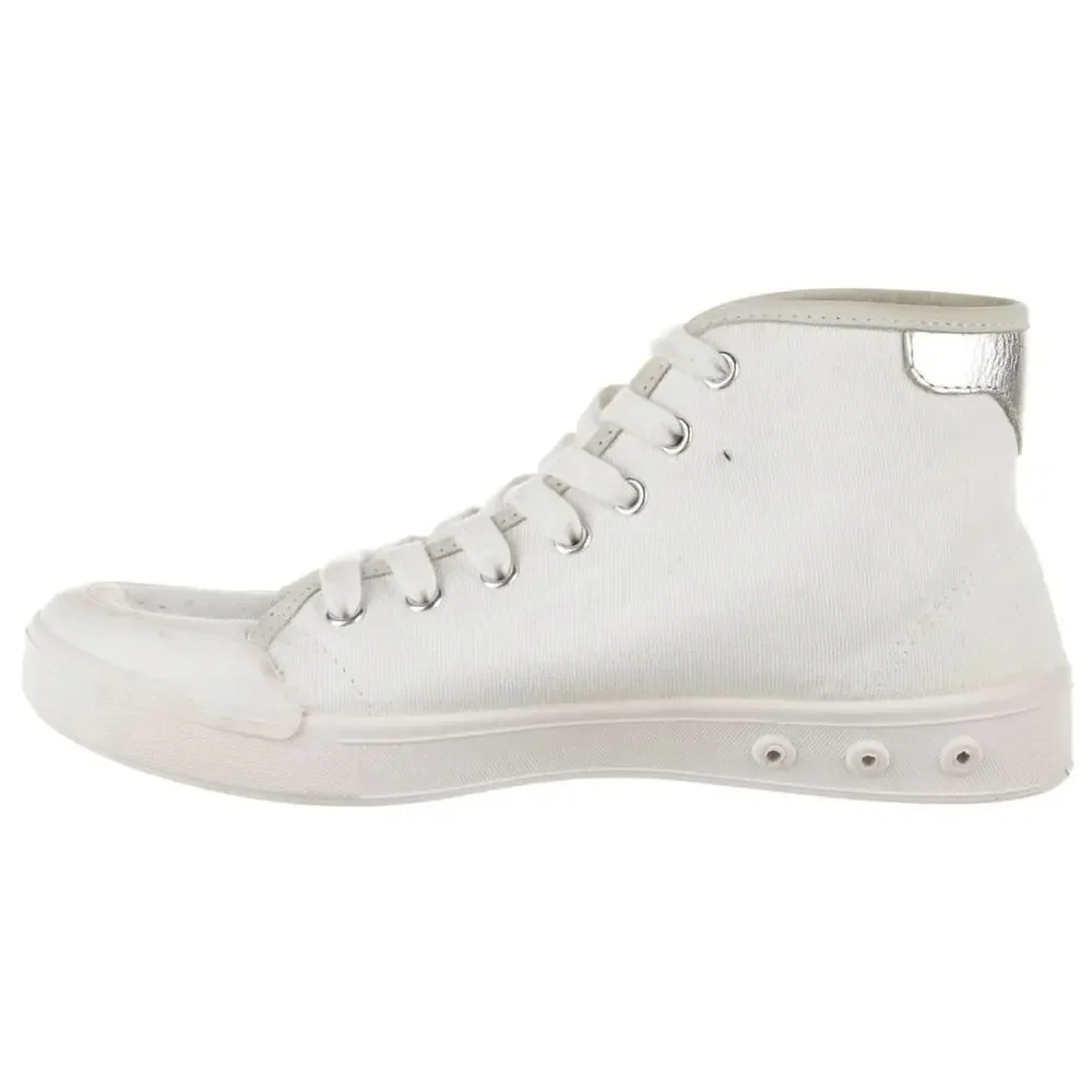 Rag & Bone Standard Issue High Top Sneakers Canvas Metallic Accent Heel White 7